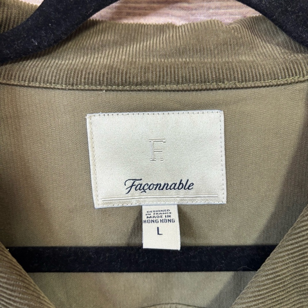 Faconnable Corduroy Button Down Jacket Olive Gree… - image 2